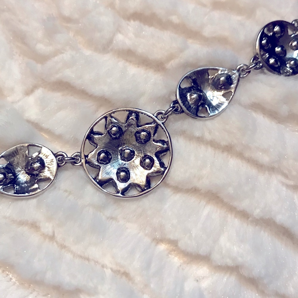 Marcasite vintage gray crystal studded choker necklace NEW - Picture 4 of 7